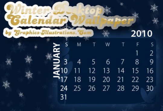 Free download January 2010 Desktop Calendar Wallpaper