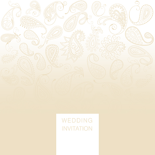 Simple and Elegant Wedding Invitation Paisley Design